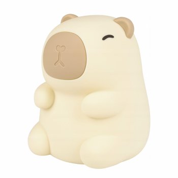 Capybara LED Night Light for Kids, Rechargeable Silicone Lamp, Beige