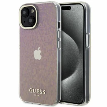 Guess iPhone 15 Case IML Faceted Mirror Disco Iridescent, Pink