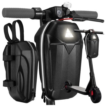 Waterproof Electric Scooter Handlebar Bag, Hard Shell Storage Pouch with Reflector