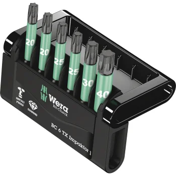 Suktuvo antgalių rinkinys Wera Bit-Check 6 TX Impaktor 1, 6 dalių