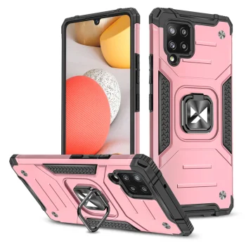 Wozinsky Ring Armor Case for Samsung Galaxy A42 5G with Kickstand and Ring Holder, Pink