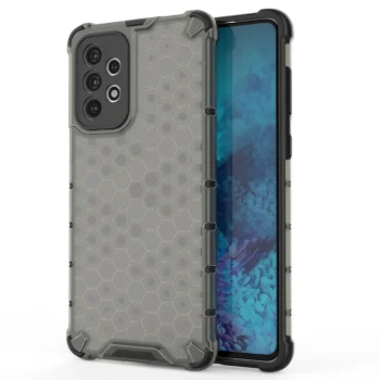 Hybrid Armored Case for Samsung Galaxy A73 with Honeycomb Pattern, Black