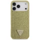 „Guess“ dėklas „iPhone 17 Pro Max“ telefonui „Rhinestone Triangle Logo“, auksinis