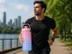 Motivational Water Bottle with Straw 2000 ml, Pink-Blue