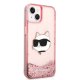 Karl Lagerfeld Glitter Choupette Head vāciņš iPhone 14 Plus / 15 Plus - rozā