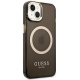 Guess iPhone 14 Case Gold Outline Translucent MagSafe Black/Gold