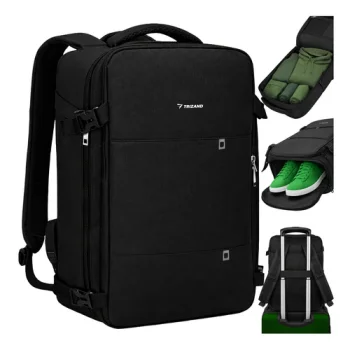 Trizand Travel Backpack 40x20x25 cm Cabin Hand Luggage with USB, Black