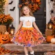 Girls Halloween Costume Set: Pumpkin Tutu Skirt and Bow Headband