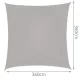 Awning sail sun and rain shade 3.6x3.6 m, gray