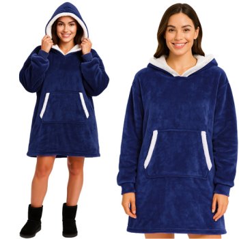 Ruhhy Oversized Blanket Hoodie, Warm Wearable Blanket with Pocket 26147, Navy Blue