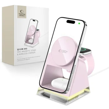 Tech-Protect QI15W-A43 3in1 MagSafe Wireless Induction Charger - Pink
