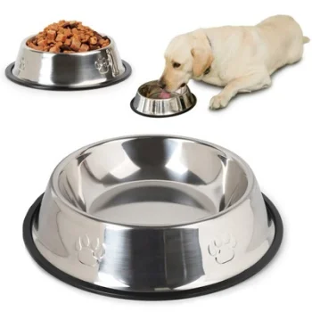 Metal Bowl for Dogs and Cats with Rubber Base, 150 ml, Silver