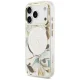 Guess IML Glitter Flowers Triangle MagSafe case for iPhone 18 Pro Max / 17 Pro Max, white