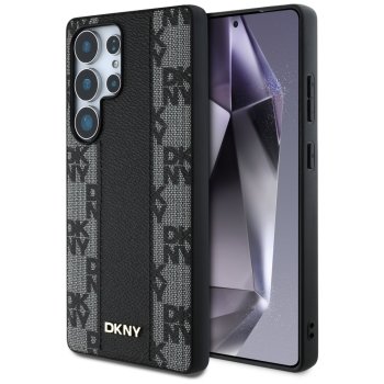 DKNY Leather Checkered MagSafe Case for Samsung Galaxy S25 Ultra Black