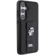 Samsung Galaxy S24 (SM-S921) Karl Lagerfeld Gripstand Saffiano Karl & Choupette Pins Cover Case, Black