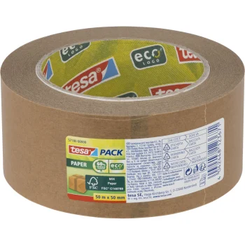 Tesa 57180 Paper Packaging Tape ecoLogo, 50 m x 50 mm, Brown