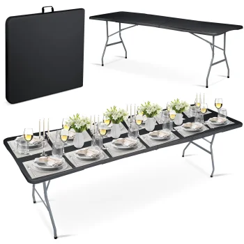 Plonos 440101 Folding Garden and Catering Table 244 cm, Black