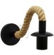 Loft wall lamp with jute rope, E27 socket, black, brown
