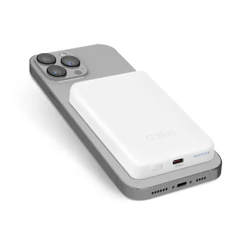 Sbs 5000 mAh Power Bank with MagSafe Support, White