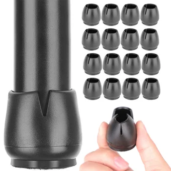 Silicone Chair Leg Caps with Felt 12-16mm, Black, 16 pcs