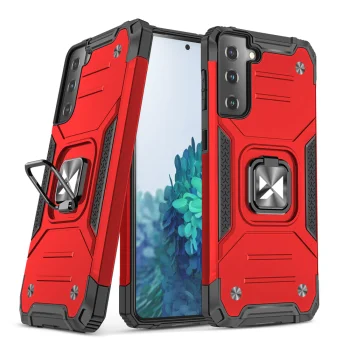 Wozinsky Ring Armor Hybrid Case for Samsung Galaxy S22+ with Ring Holder and Stand, Red
