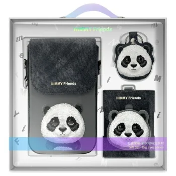 Nimmy Big Eyed Pet 2.0 Panda 3-in-1 Phone Bag, Wallet & Tracker Case - Black
