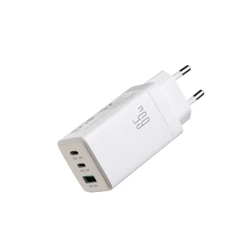 Joyroom JR-TG10 65W GaN 2x USB-C + USB-A Wall Charger with USB-C Cable, White