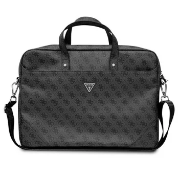 Guess Saffiano 4G Triangle Logo Laptop Bag for 16'', Black