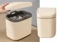 Mini Desktop Trash Can with Swing Lid, 2L, Cream
