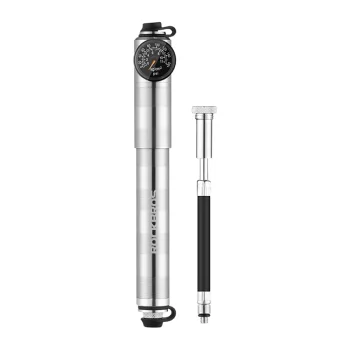 Rockbros HQ-67A-L03 Bicycle Pump with Pressure Gauge, up to 160 PSI, Silver