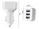 Auto lādētājs ar 3x USB portiem (1.1A, 2.1A, 3.1A), balts/sudraba