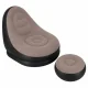 Inflatable Lounge Chair with Footrest Ottoman and Foot Pump, Black and Beige