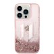 Apple iPhone 14 Pro 6.1\" Karl Lagerfeld Liquid Glitter Big KL Case Cover (KLHCP14LLBKLCP), Pink