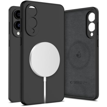 Tech-Protect Liquid Silicone MagSafe Case for Samsung Galaxy S25 Edge, Black