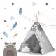 Tent Tipi for Children with Light Garland Nukido, Gray stars