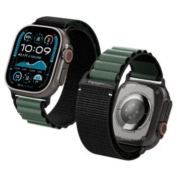 Spigen WBF1 Strap for Apple Watch 44 / 45 / 46 / 49 mm, Black and Green