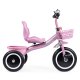 ECOTOYS Toddler Tricycle with Basket and Bell, Pink