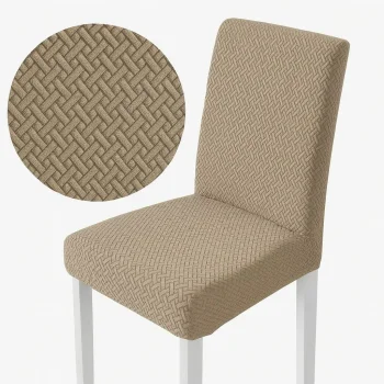 Universal Chair Cover, Herringbone Pattern, Beige