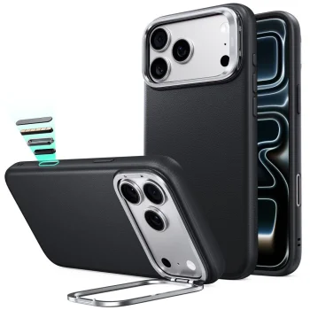 ESR Leather Kickstand MagSafe Case for iPhone 18 Pro Max / 17 Pro Max, Black