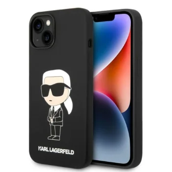 Karl Lagerfeld Silicone Ikonik MagSafe Case for iPhone 14 Plus, Black
