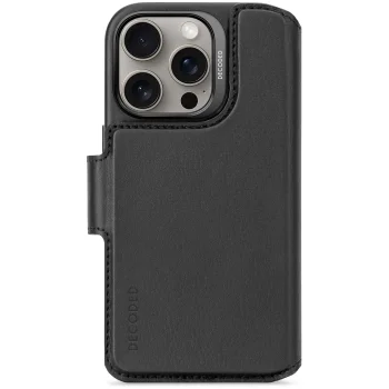 Decoded Leather Detachable Wallet MagSafe Case for iPhone 16 Pro, Black
