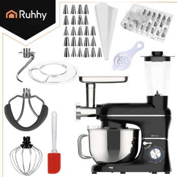 Ruhhy 3-in-1 Planetary Food Processor with Blender and Meat Grinder, 2200W, Black