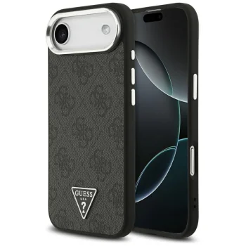 Guess iPhone 17 Air Case 4G PU Leather with Triangle Logo, Black