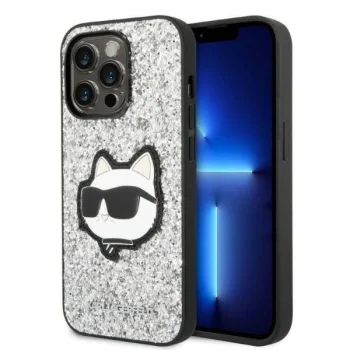 Karl Lagerfeld Glitter Choupette Case for iPhone 14 Pro Max, Silver