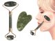 Jade Face Roller with Gua Sha Massage Plate, Different Colors