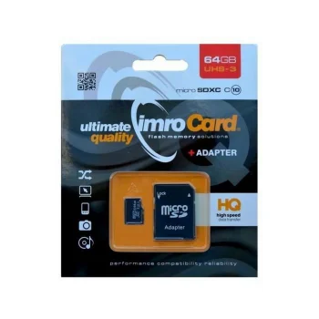 MicroSDXC Memory Card Imro 64GB Class 10 UHS-3 with Adapter, black
