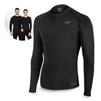 4Fizjo 2125 Unisex Long Sleeve Thermal Shirt, Black, XL