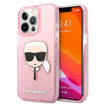 Karl Lagerfeld iPhone 13 Pro Max Case Glitter Karl's Head, Pink