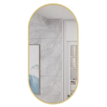 Leobert Large Oval Wall Mirror 100x50 cm, Gold Frame