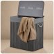Bamboo Laundry Basket Massido 150 L, 3 Compartments, with Lid